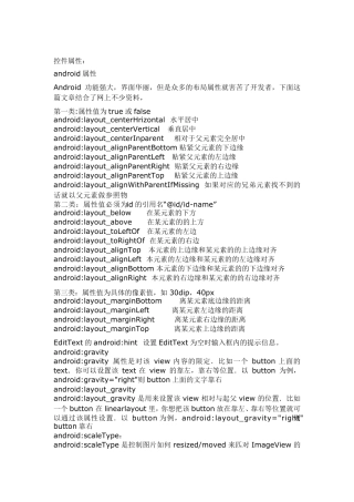 ANDROID：控件属性