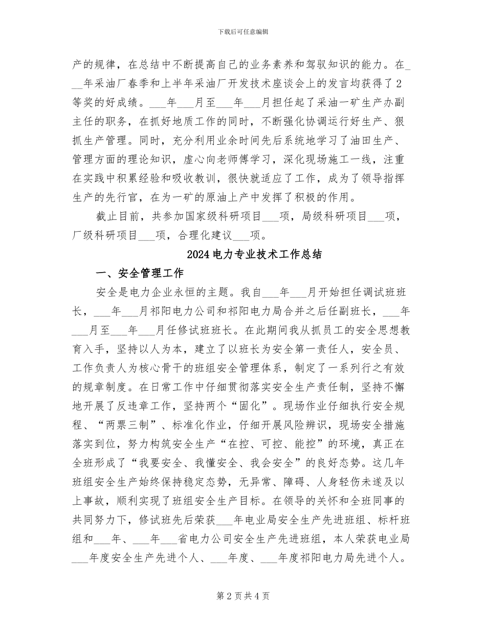 2024电力专业技术个人总结_第2页