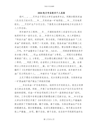 2024电力专业技术个人总结