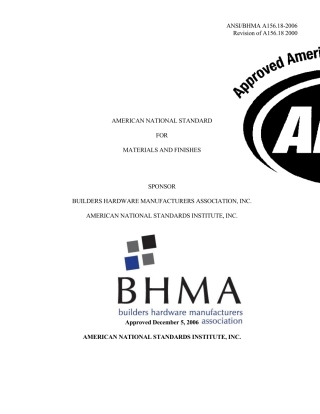 ANSIBHMAA156.182006_五金.材料和面层