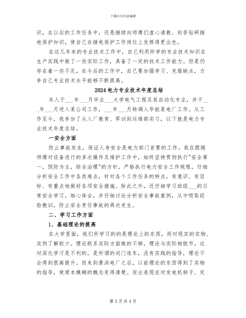 2024电力专业技术年度个人总结_第3页
