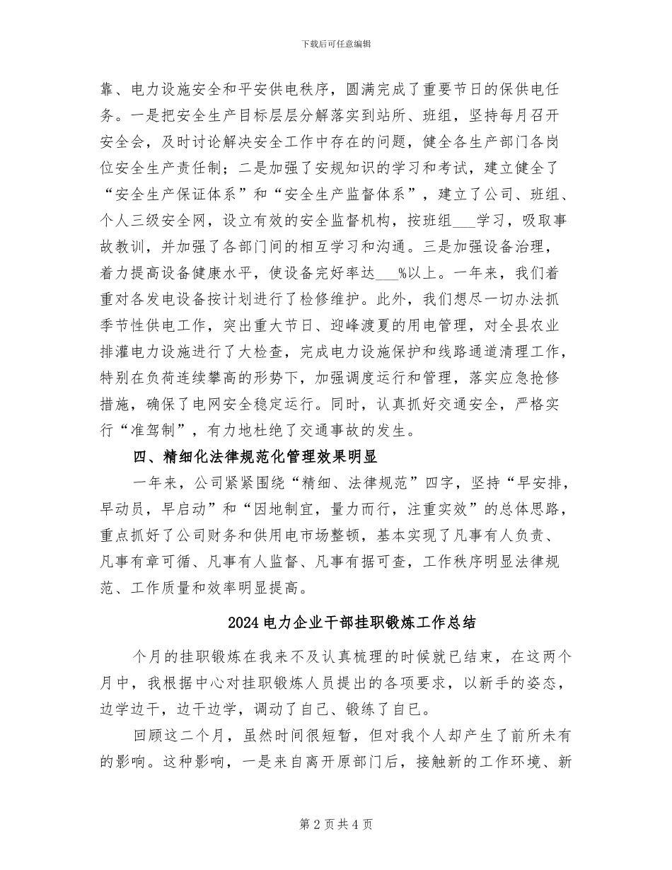 2024电力企业工作总结_第2页