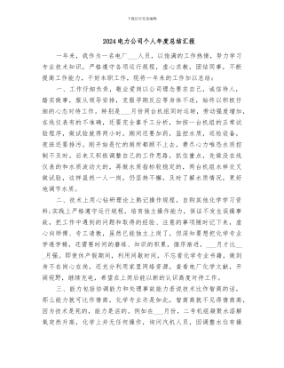 2024电力公司个人年度总结汇报