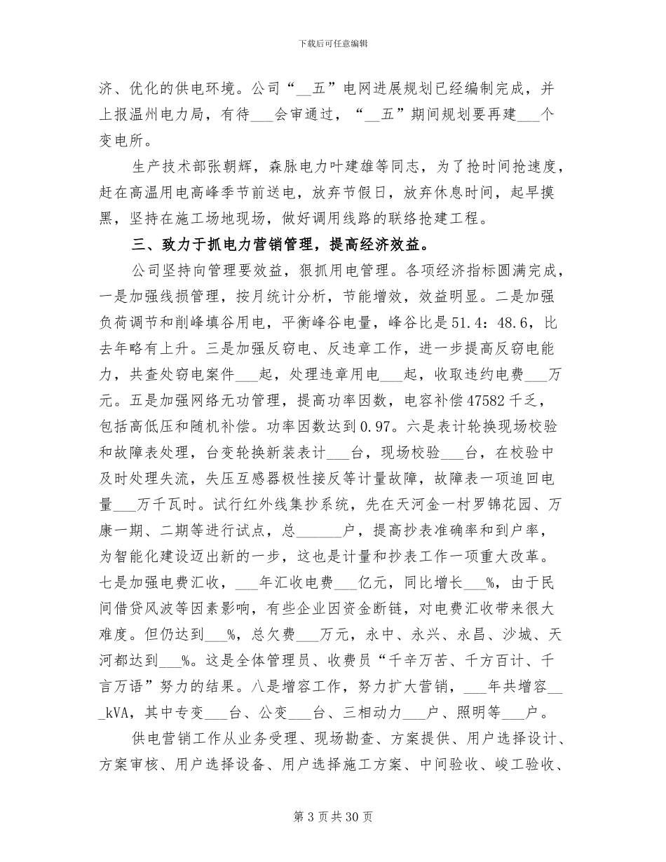 2024电力公司工作总结_第3页