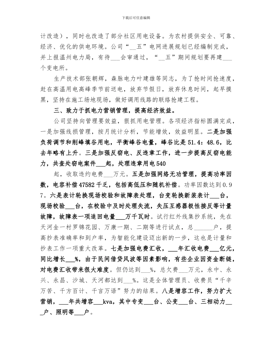 2024电力公司年终工作总结_第3页