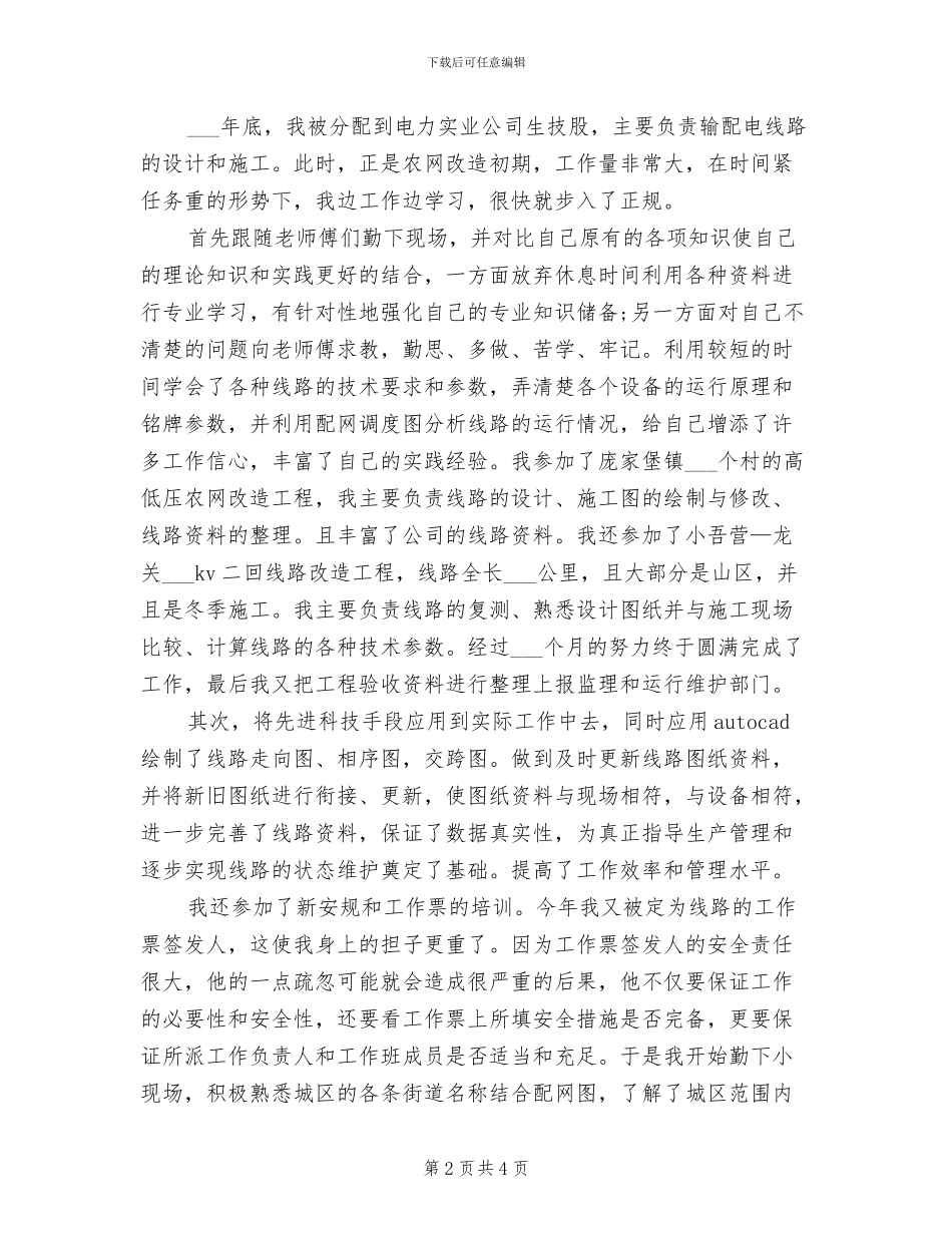 2024电力技术个人年终总结_第2页