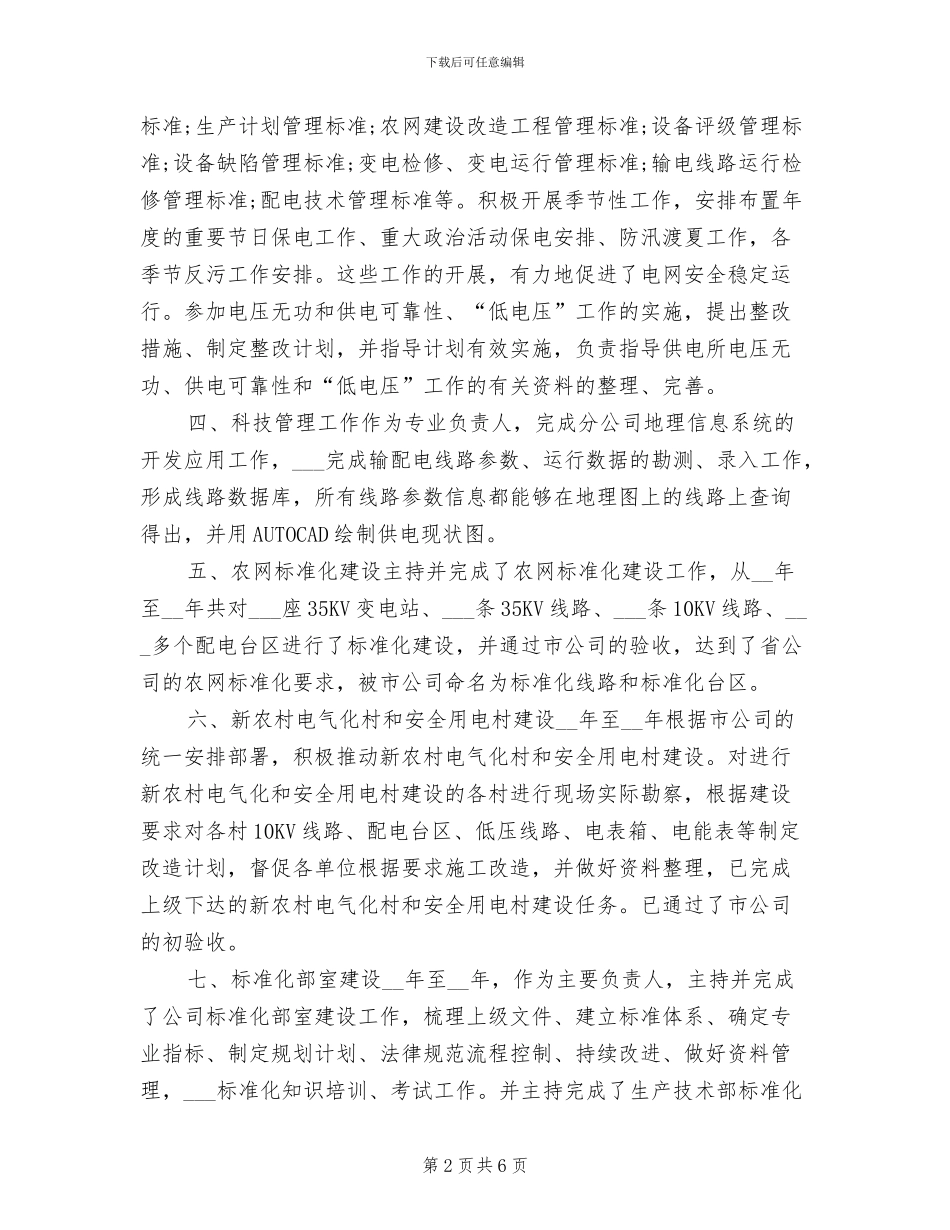 2024电力技术年终工作总结_第2页