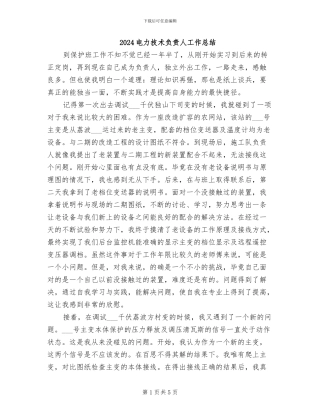 2024电力技术负责人工作总结