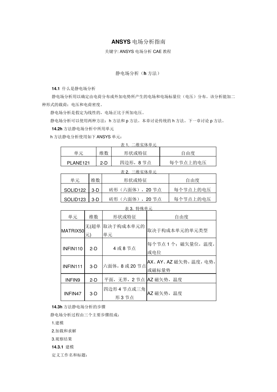 ANSYS电场分析教程_第1页
