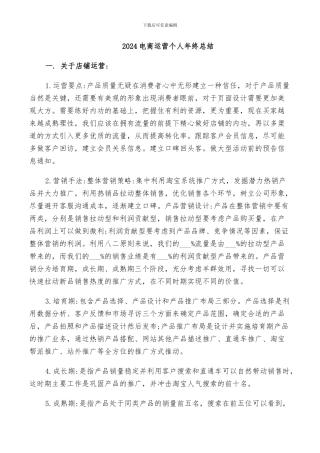 2024电商运营个人年终总结