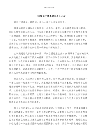 2024电子商务实习个人小结
