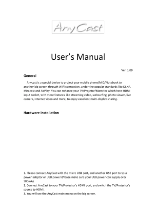 Anycastm2plus无线推送器的详细使用说明