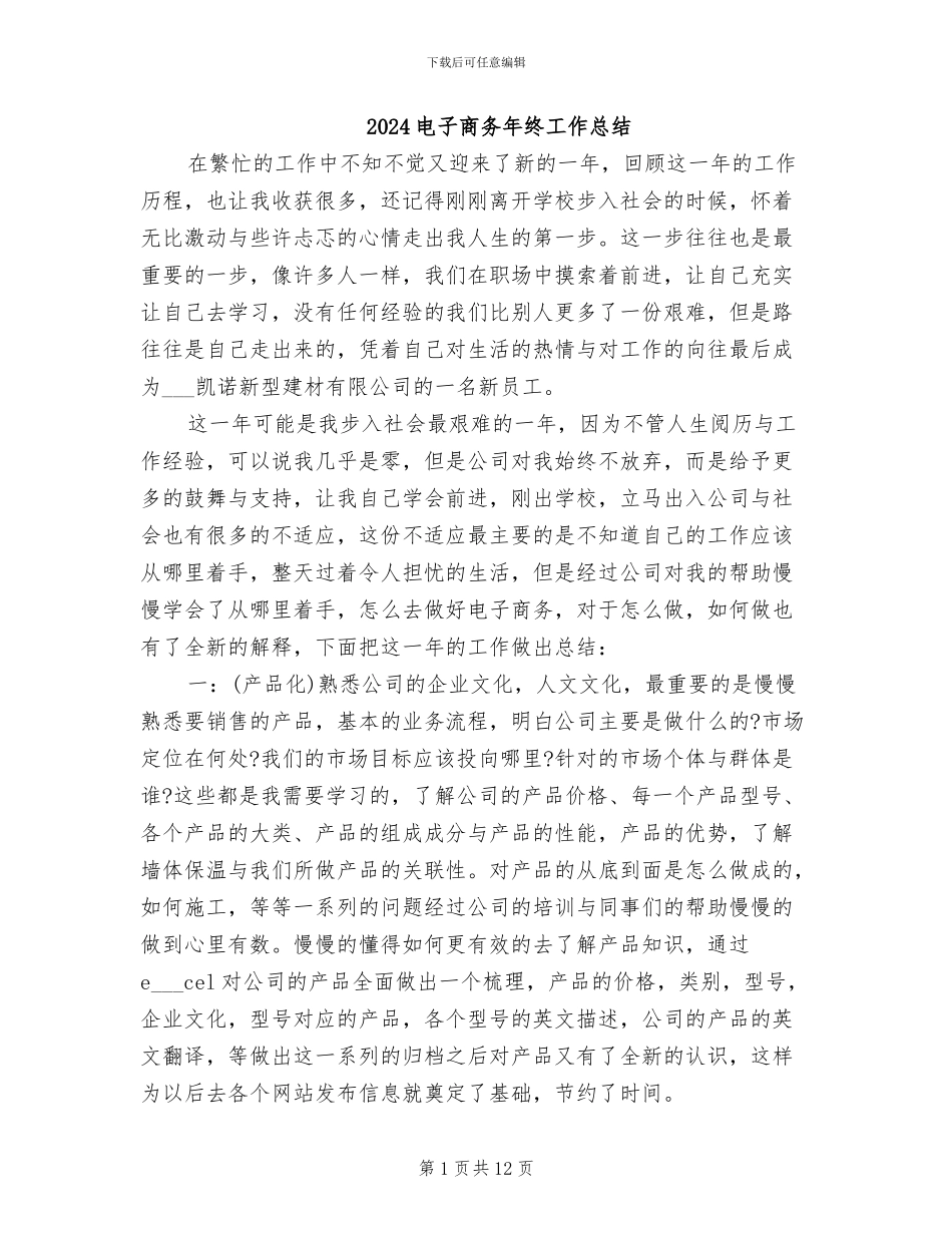 2024电子商务年终工作总结_第1页