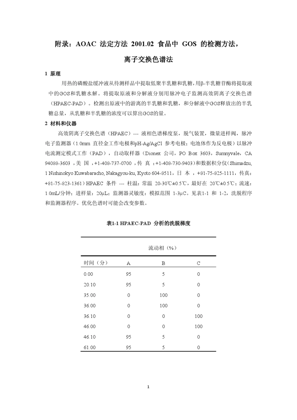 AOAC低聚半乳糖检测方法_第1页