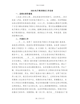 2024电子商务推进工作总结