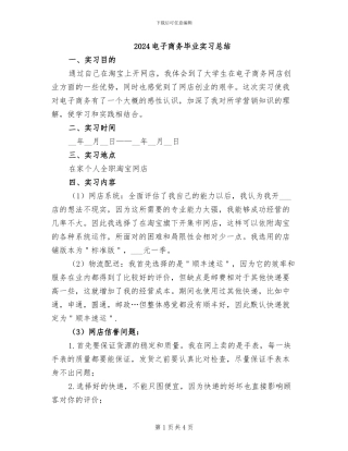 2024电子商务毕业实习总结