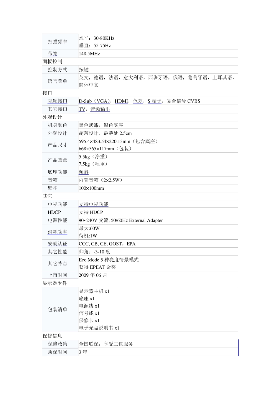 AOC显示器基本型号及参数_第2页