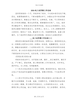 2024电工试用期工作总结