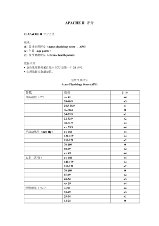 APACHEII评分