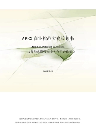 APEX商业挑战大赛策划书