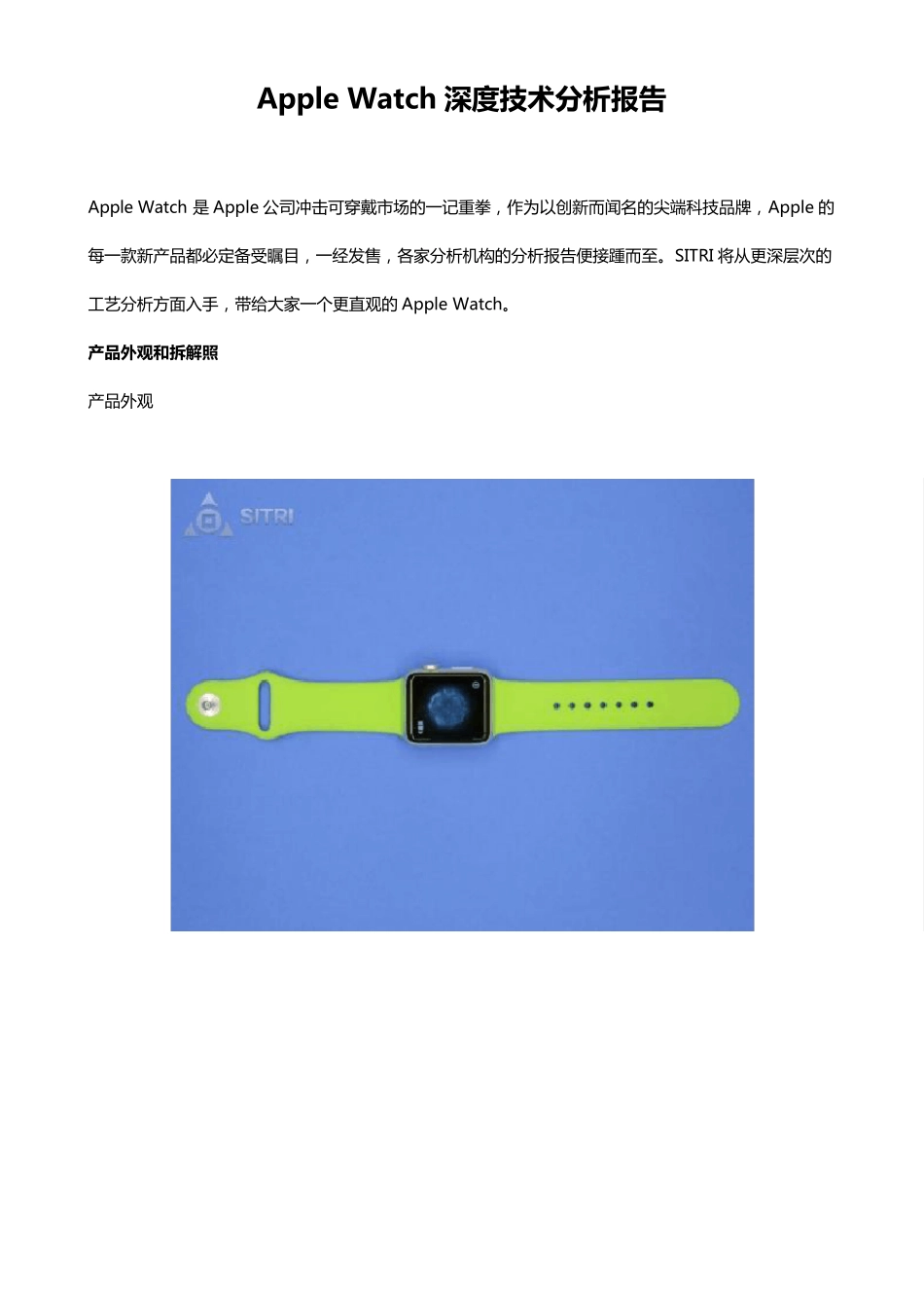 AppleWatch深度技术分析报告_第1页