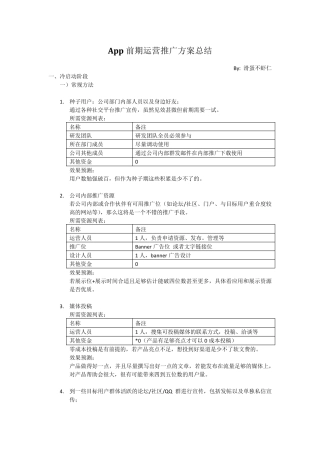 APP前期运营推广方案总结