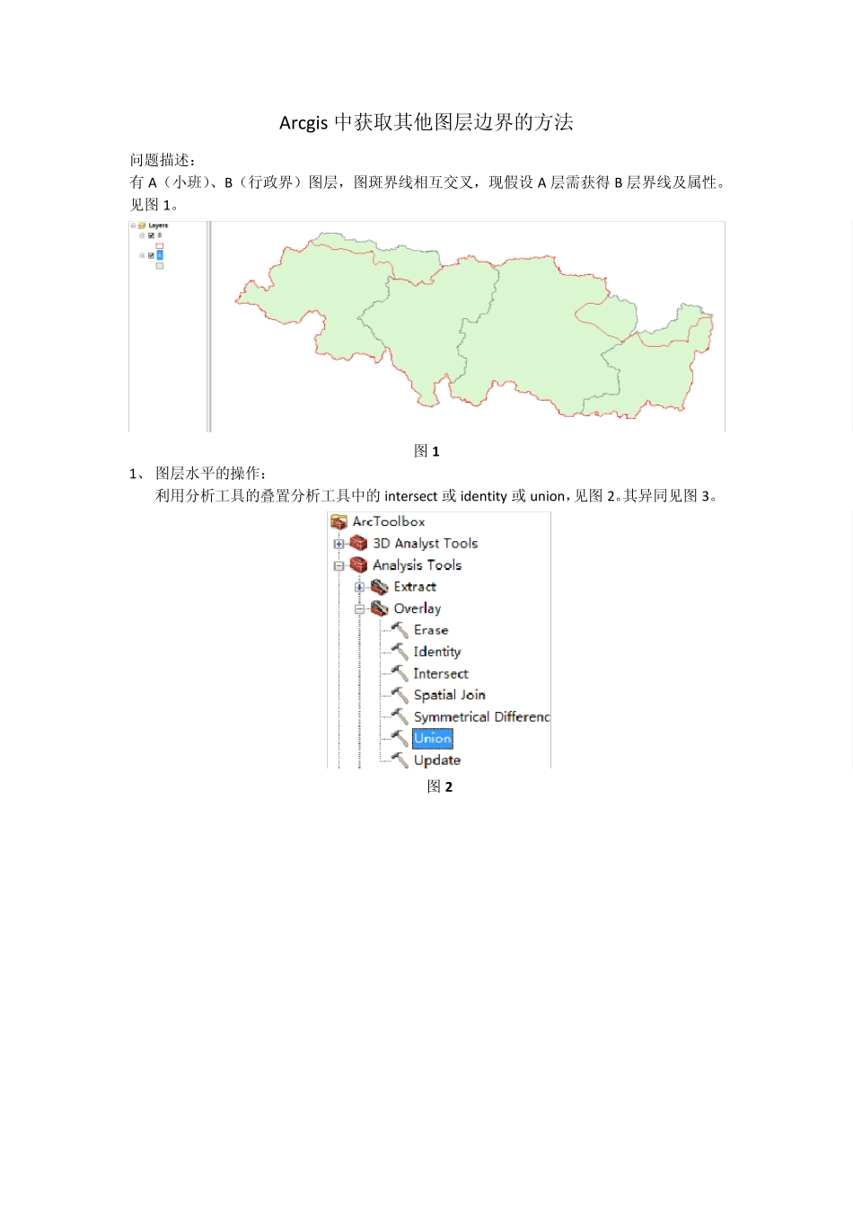 Arcgis中获取其他图层边界的方法_第1页