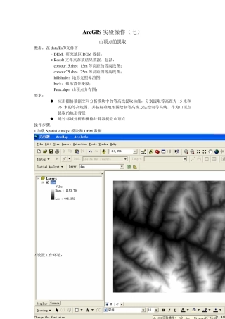 ArcGIS实验操作山顶点的提取
