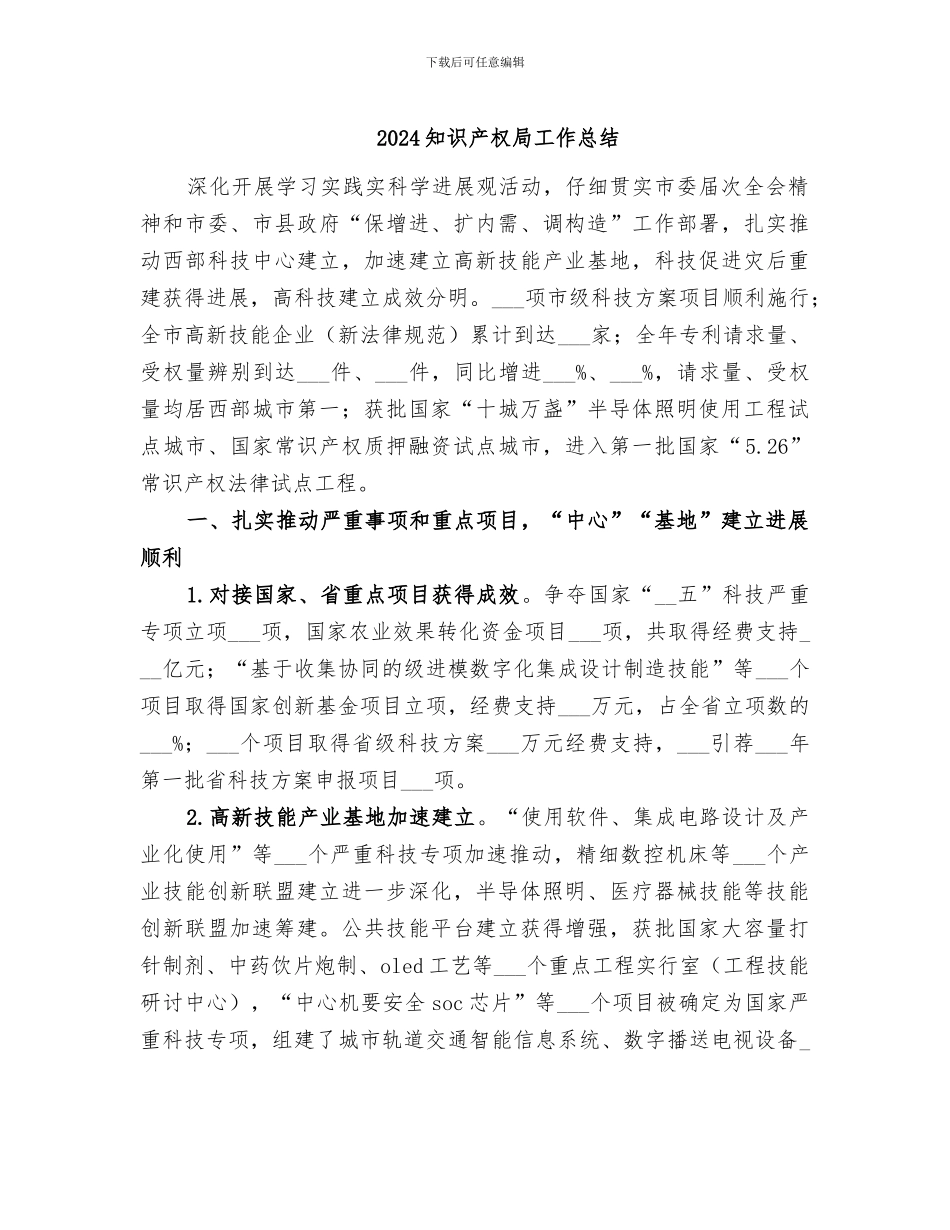 2024知识产权局工作总结_第1页