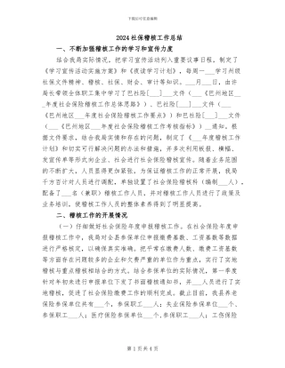 2024社保稽核工作总结