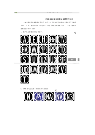 ASME锅炉压力容器认证种类与标识