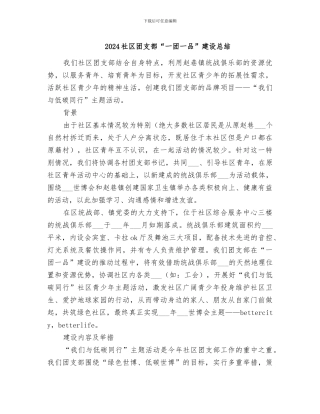 2024社区团支部“一团一品”建设总结