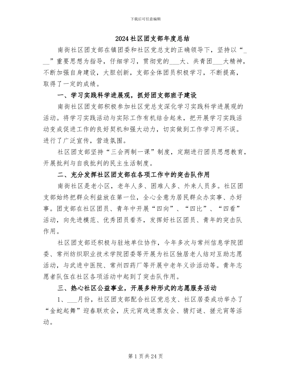 2024社区团支部年度总结_第1页