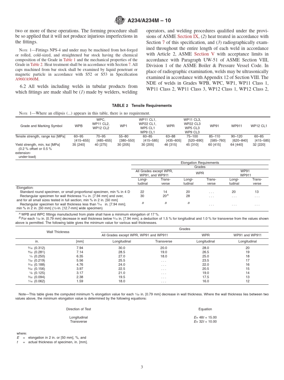 ASTMA23410中温与高温下使用的锻制碳素钢及合金钢管配件_第3页