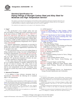 ASTMA23410中温与高温下使用的锻制碳素钢及合金钢管配件