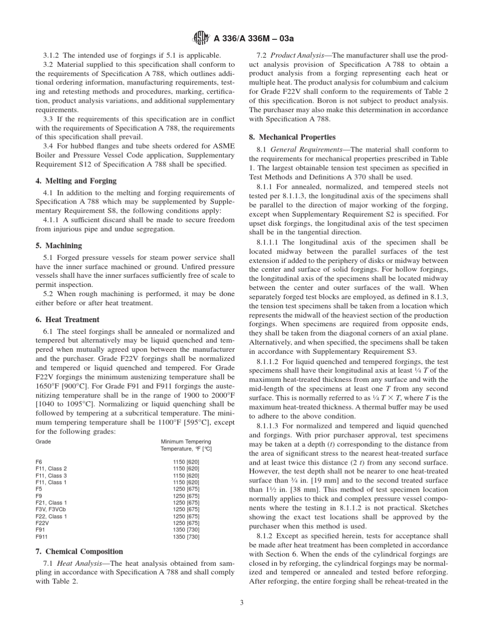 ASTMA336amp;A336M2003a压力与高温部件用合金钢锻件规格_第3页