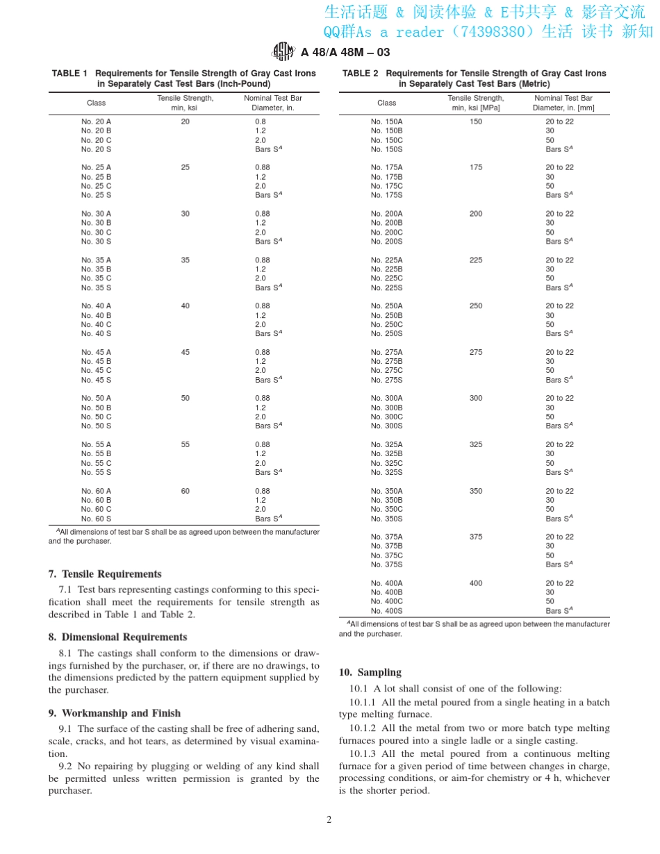 ASTMA48A48M2003GrayIronCasting_第2页