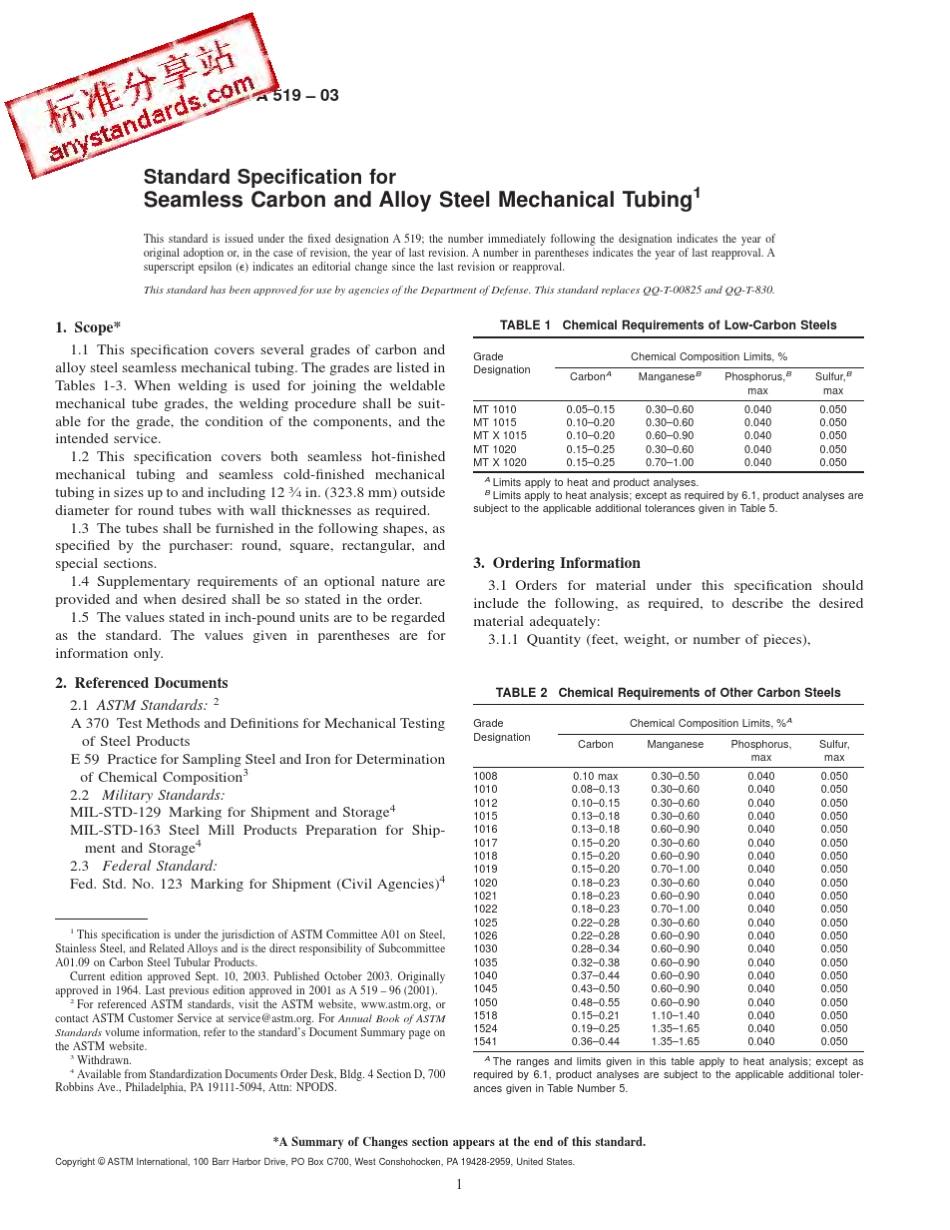 ASTMA51903无缝碳素钢与合金钢机械管_第1页