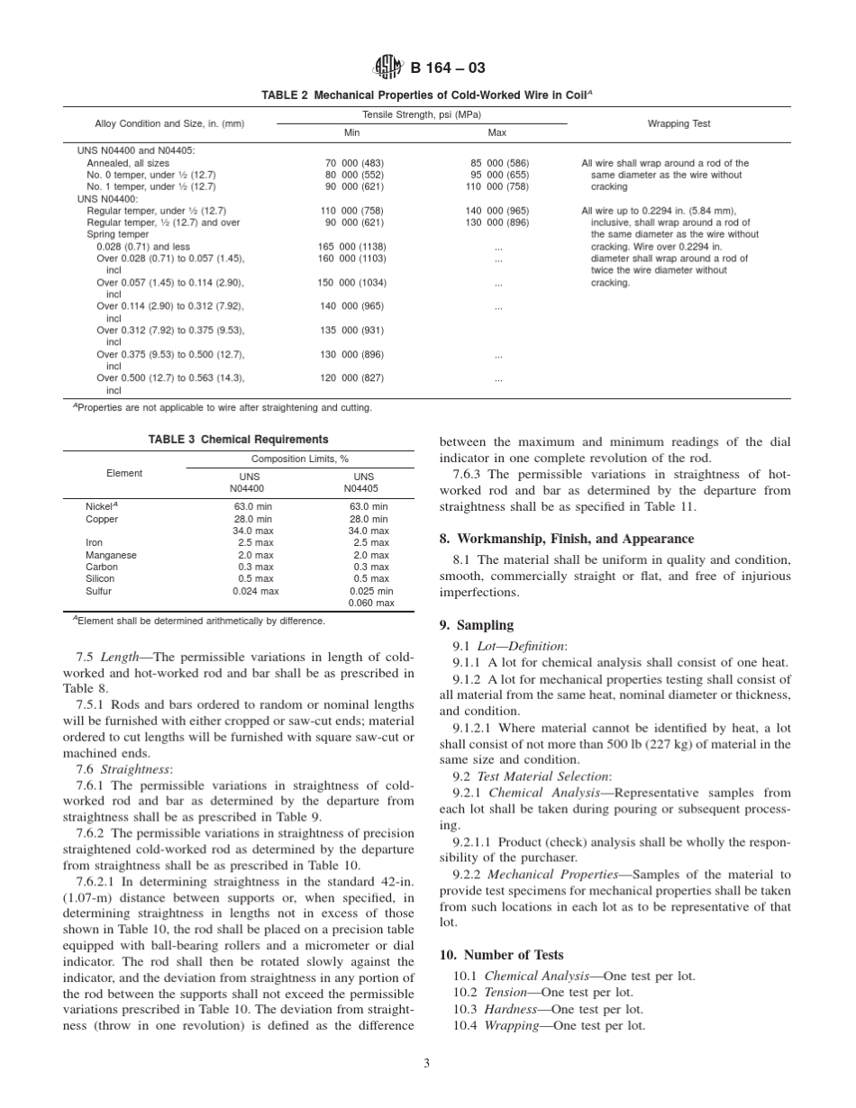 ASTMB16403镍铜合金条材、棒材和线材_第3页