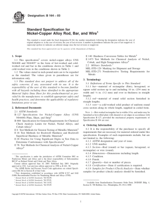 ASTMB16403镍铜合金条材、棒材和线材