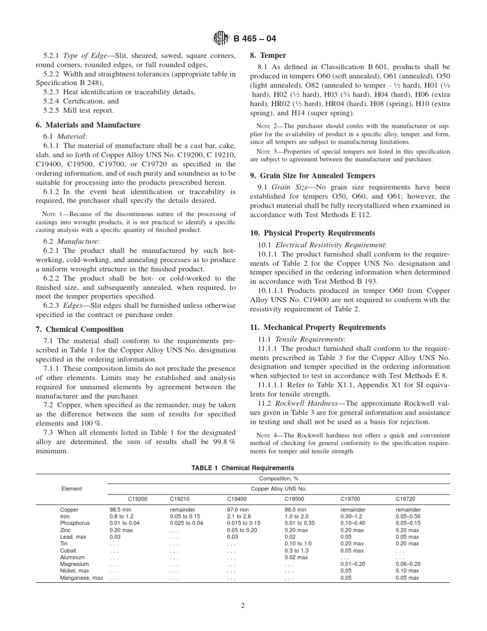 ASTMB46504铜铁合金板、薄板、带材和轧制棒材_第2页