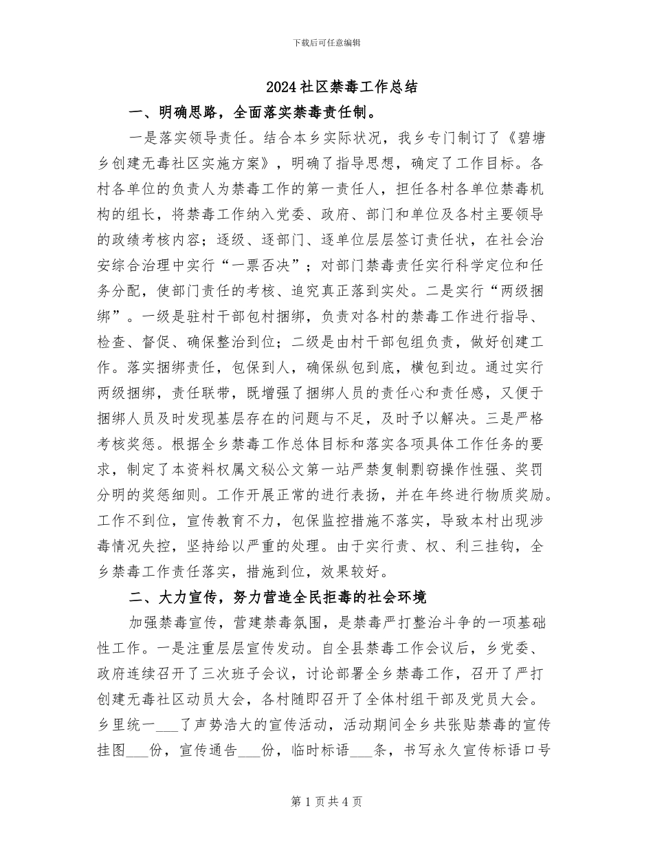 2024社区禁毒工作总结_第1页
