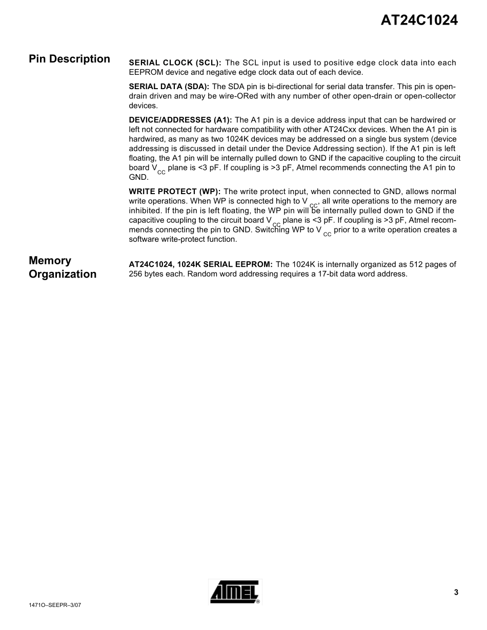 ATMEL公司芯片AT24C1024_第3页