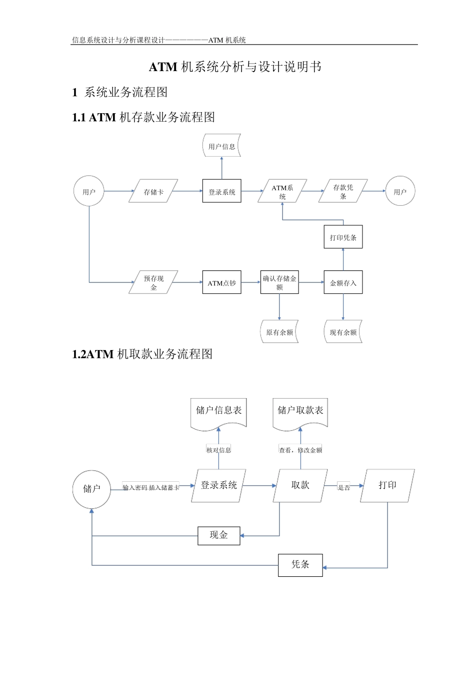 ATM机系统分析与设计说明书_第1页