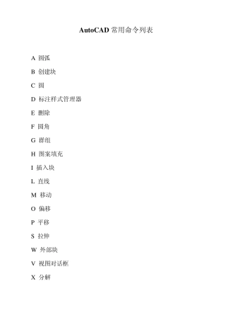 AutoCAD常用命令列表
