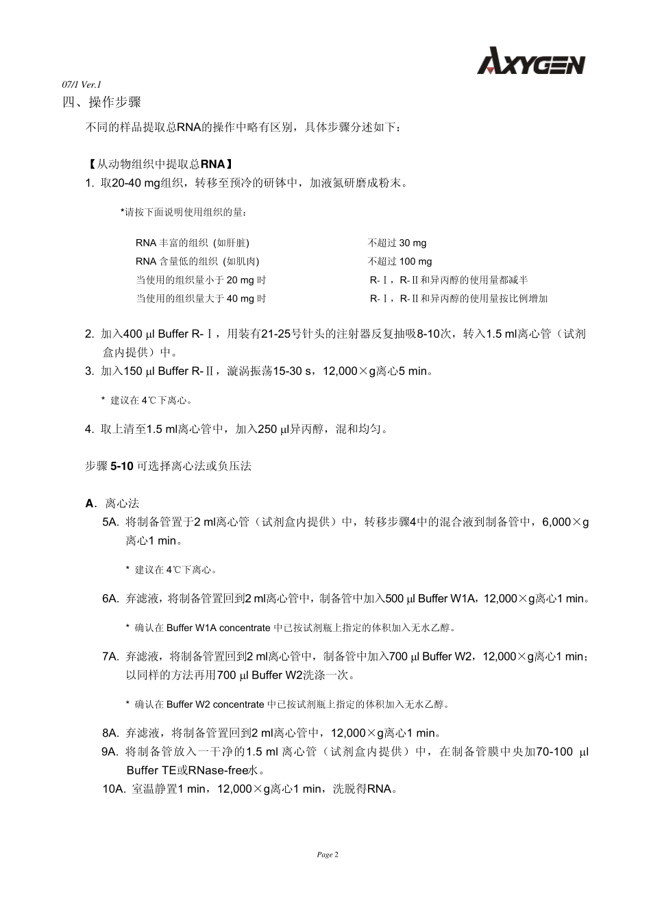 AxygenRNA提取试剂盒_第2页