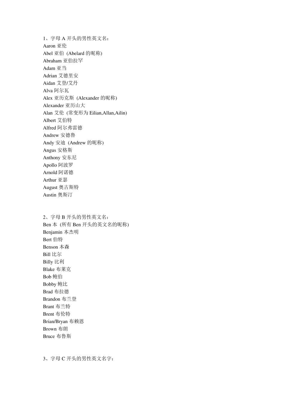AZ男女宝宝英文名大全_第1页