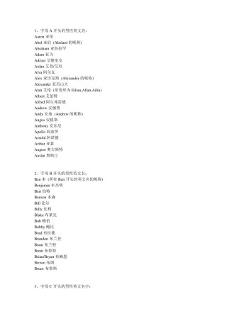 AZ男女宝宝英文名大全