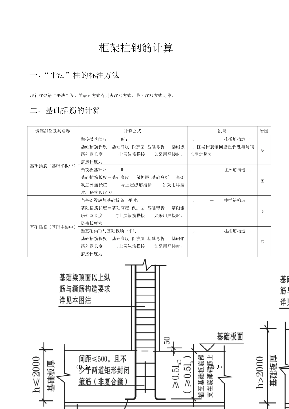 a框架柱钢筋计算_第1页