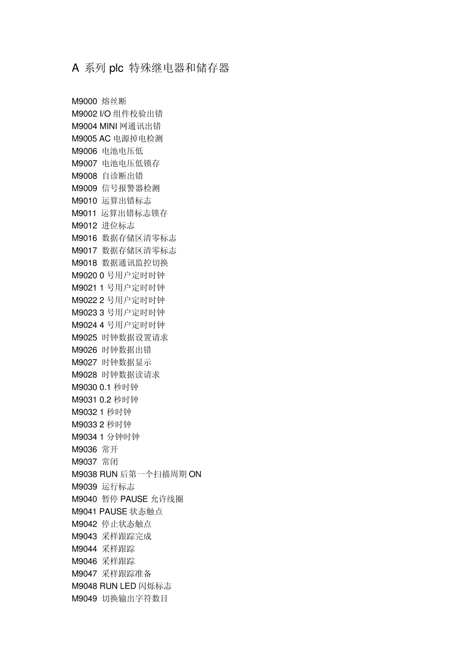 A系列plc特殊继电器和储存器_第1页